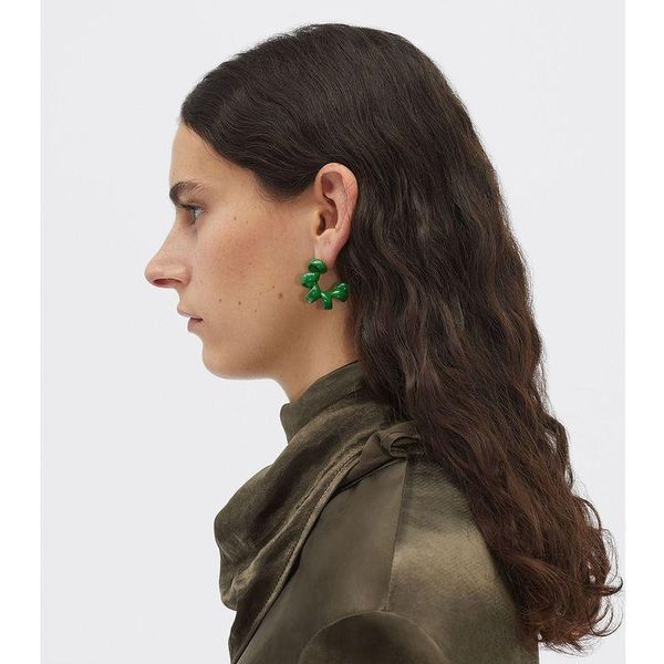 

hoop & huggie timeless wonder stunning swirl earrings for women jewellry designer gothic party fancy gift punk kpop green white ins 6348, Golden;silver