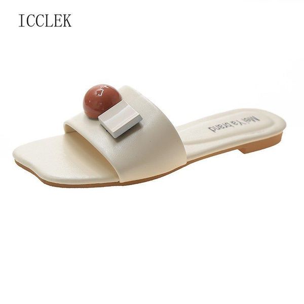 

slippers wome's summer sandals korean square women's open toe solid color fashion daily flip flop shoes for women, Black