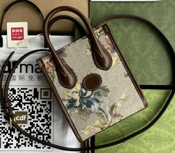 

realfine bags 5a 671623 16cm mini tote interlocking messengers shoulder handbags for women men with dust bag+box