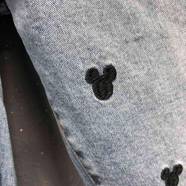 

embroidery jeans 2021 spring new womens cartoon pattern denim female high-waist harem pants trousers, Blue