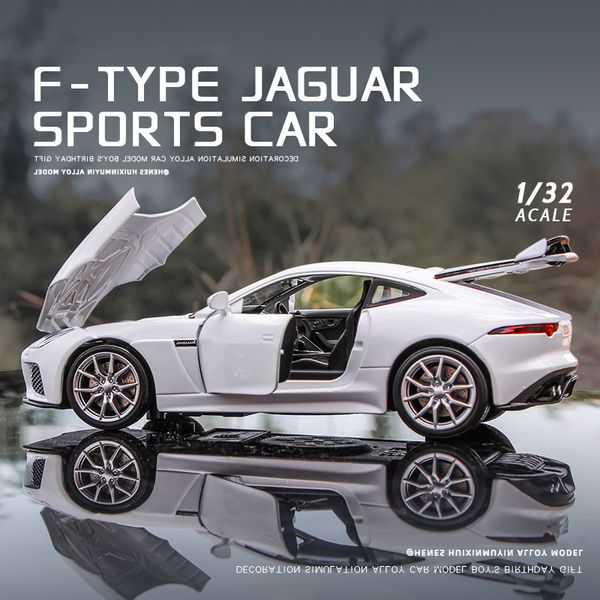 

1/32 jaguar f-type sports car model toy simulation sound light pull back alloy die cast toys vehicle for boys girls