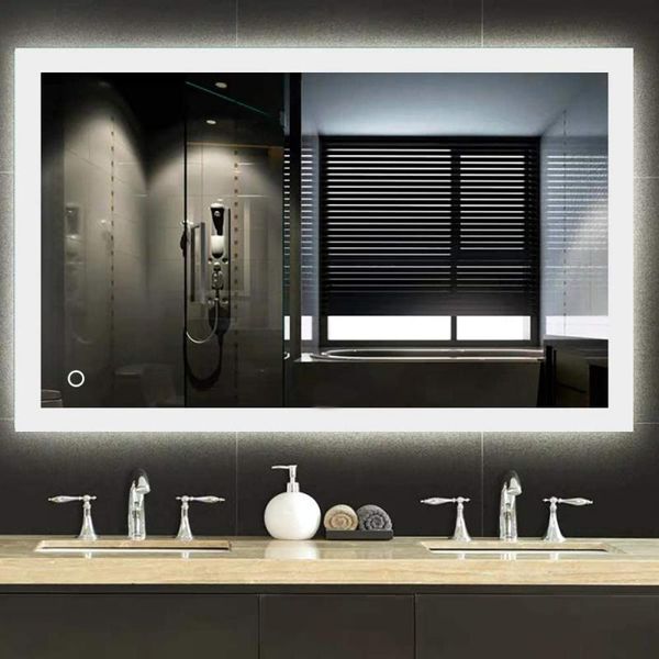 

mirrors anti-fog bathroom mirror copper-mercury led vanity wall mount rectangular 90*70/80*60/70*50cm fixture