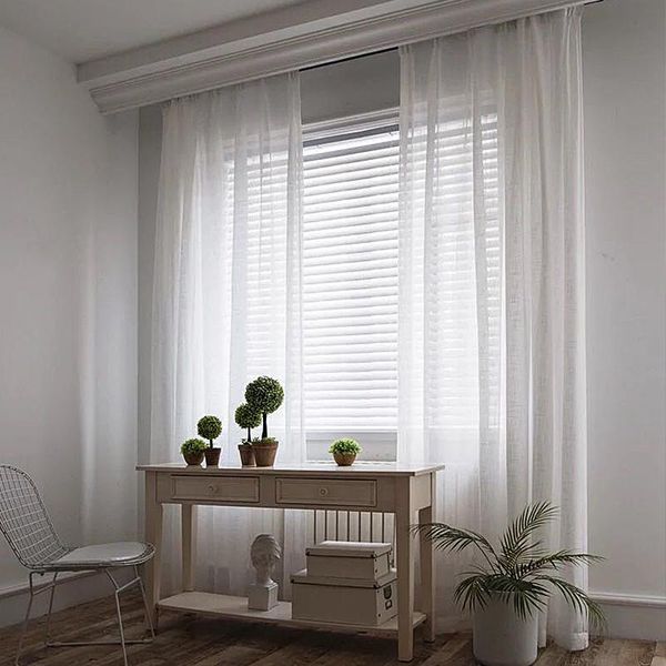 

modern tulle curtains for living room soild linen sheer bedroom voile window treatments drapes curtain &