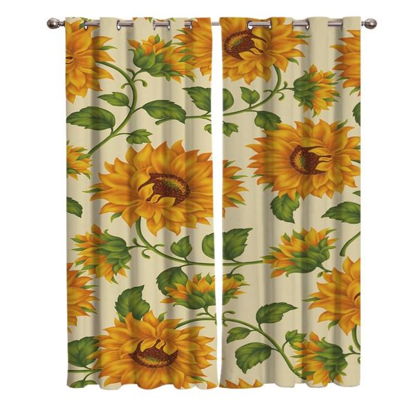

curtain & drapes sunflowers retro petal plants curtains for kids boy girl bedroom living room cortinas custom drape kitchen window