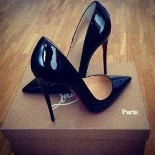 

dress shoes classics 12cm pumps luxury high heel shallow pointed toe genuine leather wedding for women bride dust bag ( no box ) v, Black