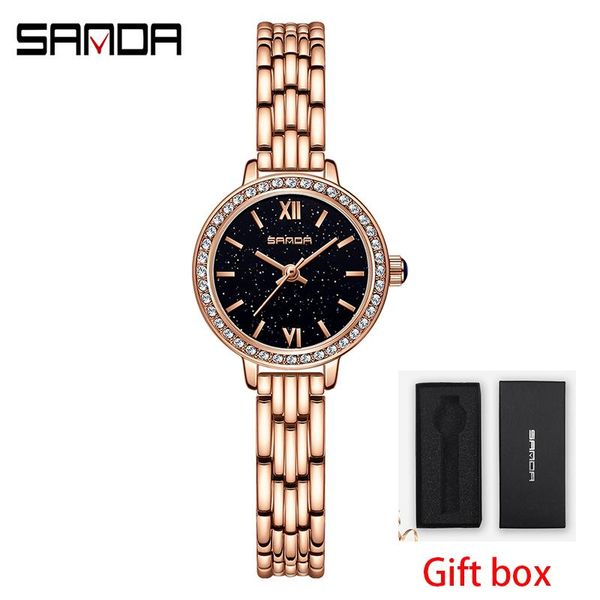 

wristwatches sanda luxury crystal women bracelet watches brand fashion diamond ladies quartz watch steel female wristwatch montre femme, Slivery;brown