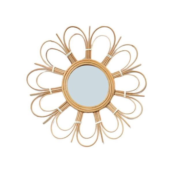 

dressing flower mirror literary retro rattan art deco round makeup for living room wall kitchen bathroom decoration mirrors