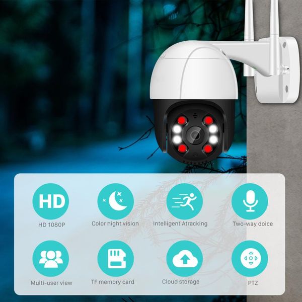 

cameras 1080p ptz wifi ip camera outdoor 4x digital zoom ai human detect wireless h.265 p2p audio 2mp 3mp security cctv