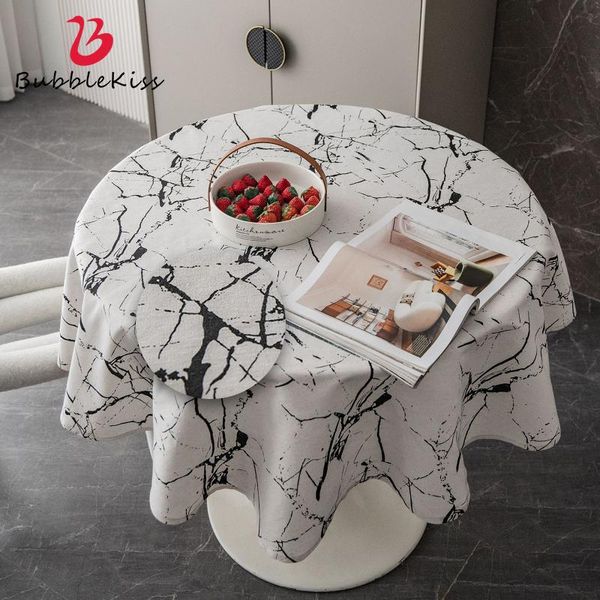 

table cloth bubble kiss linen wedding waterproof tablecloth round printed marbling texture decor for coffee tea dining party