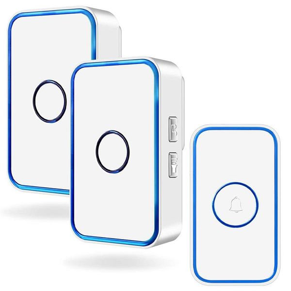 

wireless doorbell,waterproof doorbell chime operating with 60 melodies,5 volume levels & led flash,2 receiver us plug doorbells