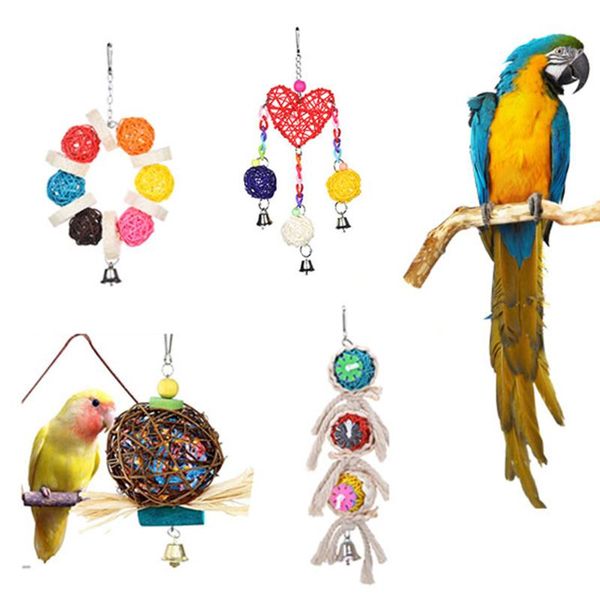

other bird supplies parrot toys hanging standing chewing rack rattan bead ball with bells pigeon birds cage accessories pet
