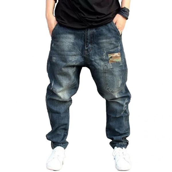 

men's jeans fashion man streetwear pants mid waist double pocket zip closure worn casual clothing 2021, Blue