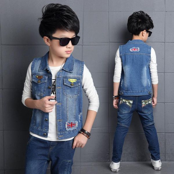 

classic fashion waistcoat boys spring autumn big kids children denim vest clothes for baby boy turn-down collar jacket, Camo