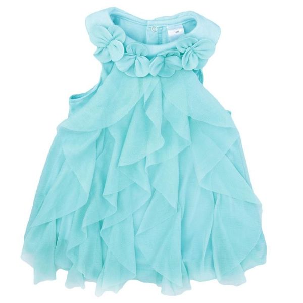 

girl's dresses sweet flower turn down collar sleeveless solid color baby girls summer dress toddler birthday party, Red;yellow