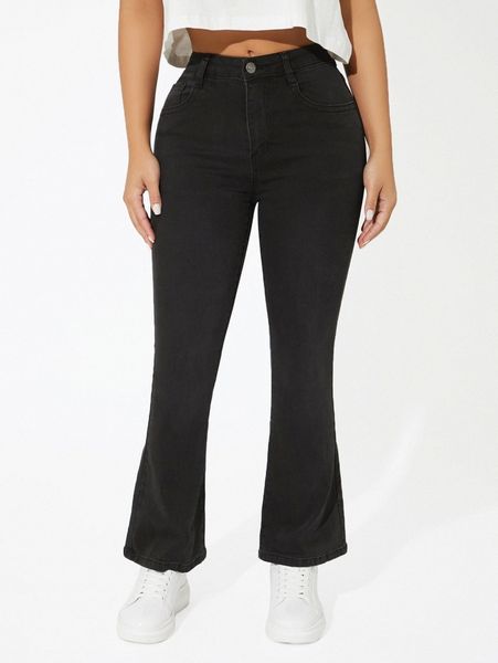 

petite high stretch flare leg jeans 61ls#, Blue