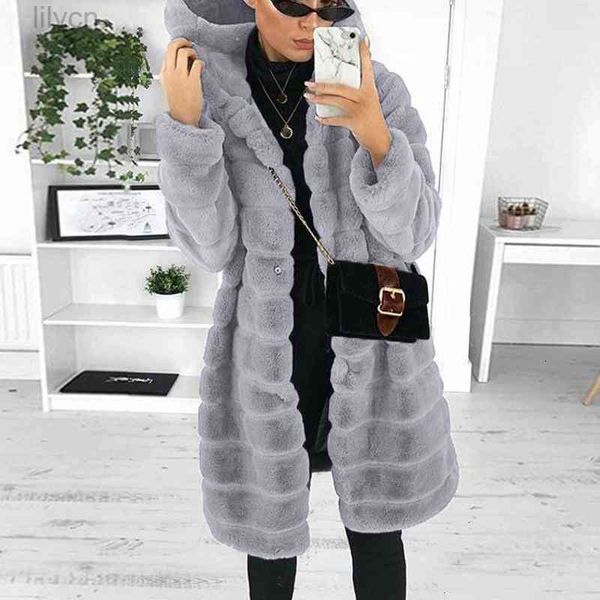 

new1 korean imitation mink faux fur coat loose plush thickened hooded winter warm jacket woman fashion women's clothing 2021, Black