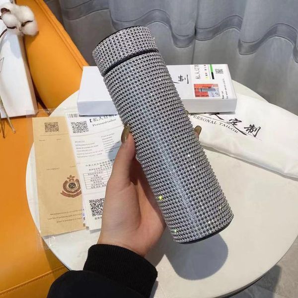 

water bottles 500ml diamond warm bottle stainless steel smart temperature display vacuum flask mug gift for men women thermoses
