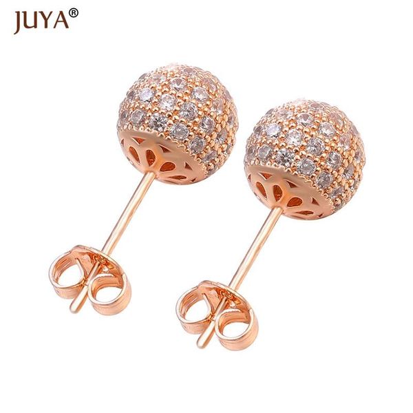 

stud juya korean fashion cute round disco ball earrings luxury zircon rhinestone for women girls christmas gifts, Golden;silver
