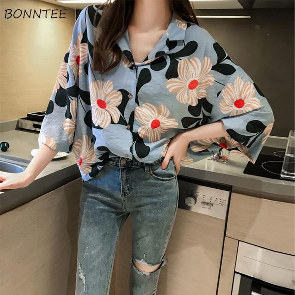 

shirts women chiffon printed korean style elegant all-match loose casual womens clothing fashion simple daily chic women's blou, White