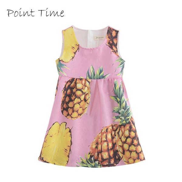 

girl's dresses fashion summer girls dress fruit pineapple infant pink sleeveless for girl princess children clothes, Red;yellow