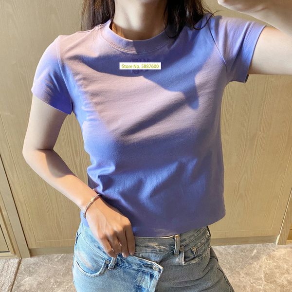 

spring/summer 2021 fashion casual solid color 100% cotton round neck short sleeve t-shirt urtw, White