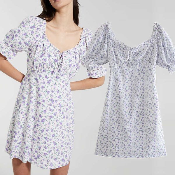 

women dress summer small floral pastoral style chic youth female casual street party office 210601, Black;gray