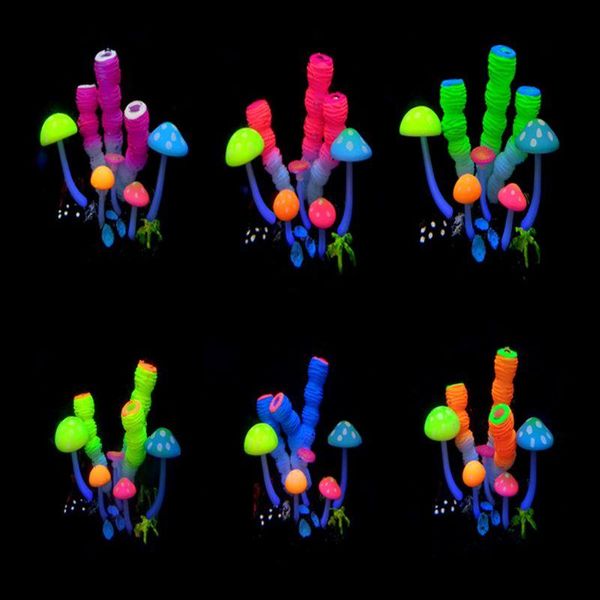 

decorations aquarium simulation fake coral plant fish tank landscaping soft silicone ornaments luminous landscape