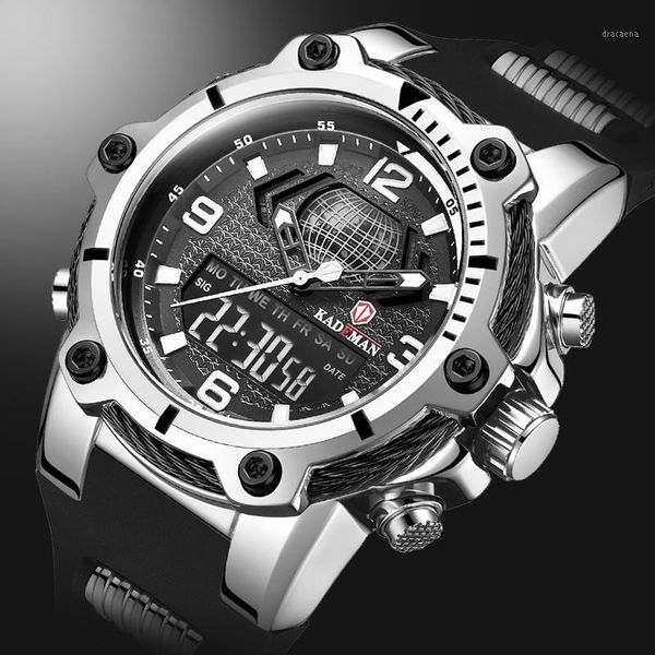 

digital men military watch 50m waterproof wristwatch led quartz clock sport male big s relogios masculino wristwatches, Slivery;brown