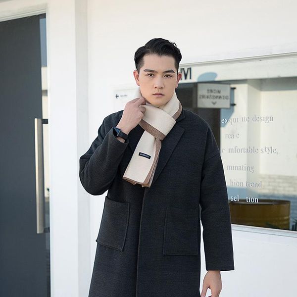 

scarves 2021 winter solid color cashmere high grade men's are comfortable and thick, Blue;gray