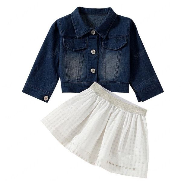 Kinder Kleidung Sets Mädchen Outfits Kinder Denim Mantel Tops + Kurze Röcke 2 teile/satz Frühling Herbst Koreanische Version Baby Kleidung