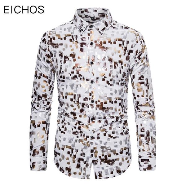 

men's casual shirts white shirt men shiny bronzing floral luxury male slim fit long sleeve dress for camisa masculina, White;black