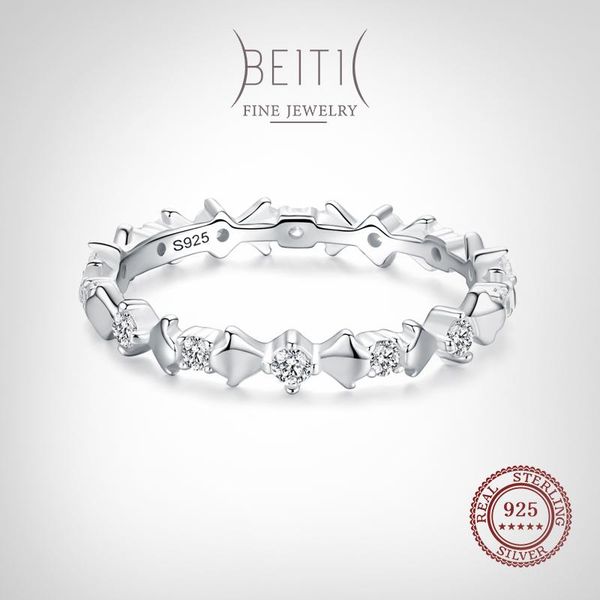 

cluster rings beitil lovely bowknot genuine 925 sterling silver zircon finger ring for women girl cute accessories fashion jewelry, Golden;silver