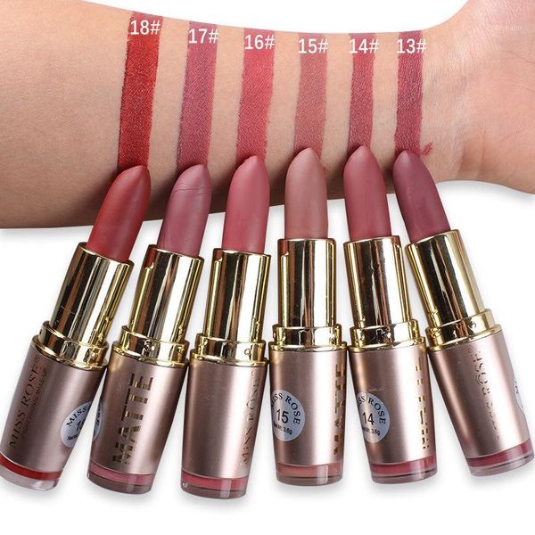 

rose brand lipstick lips cosmetics moisturizer easy to wear pigments waterproof velvet matte lip stick batom makeup1