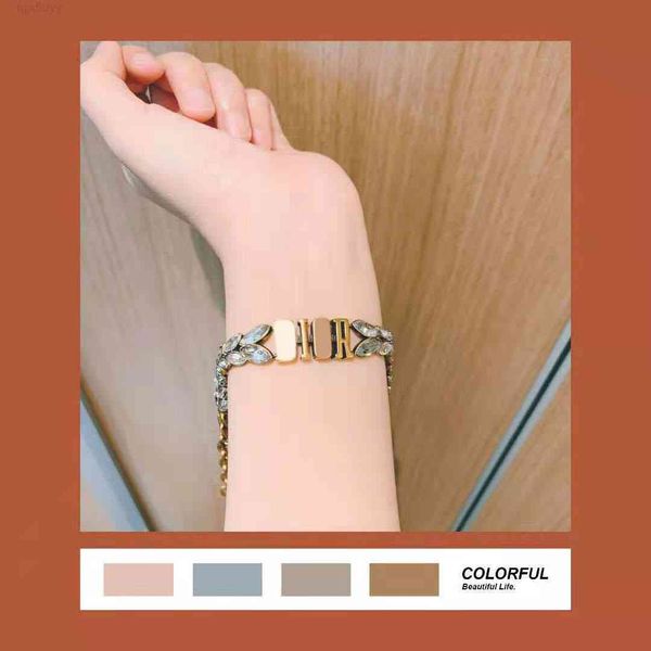 

luxury designer fashion necklace d / di family 2021 wheat ear bracelet di letter horse eye diamond bracelet women's trend, Red;brown
