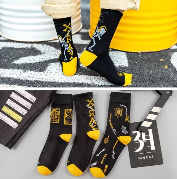 Mode Skeleton Männer und Frauen Socken Baumwolle Harajuku Schwarz Griechisch Mythologie Monster Hiphop Skateboard Sport Star Lustige Socken