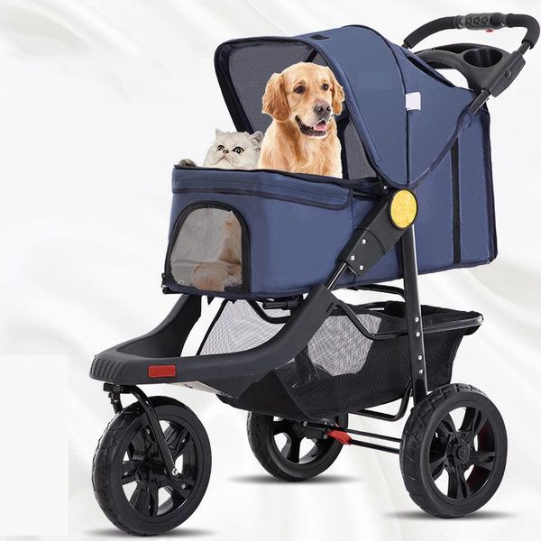 

cat carriers,crates & houses large luxury lightweight multifunction foldable pets dogs 3 wheels strollers fold cats trolley for wholesale ge