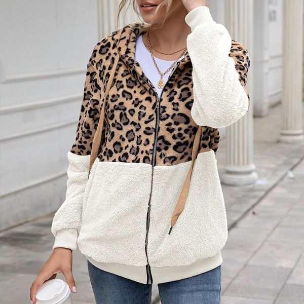 

winter women's leopard print stitching jacket jackets, Black;brown