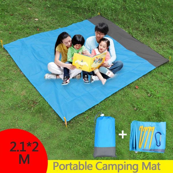 

2.1*2m portable camping mat picnic blanket tourism outdoor beach pocket placemat waterproof lawn cloth folding pads