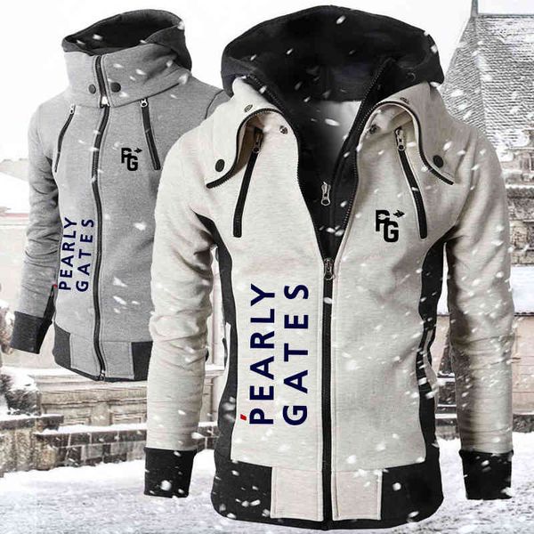 

p gate - men's zipper et, autumn and winter hoodie, wool casual coat, sportswear, fashion sweatshirt, new in 2021, Black