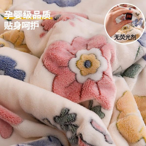 

blankets double blanket thickening faux lamb fur winter nap cover coral fleece warm flannel duvet comfortable