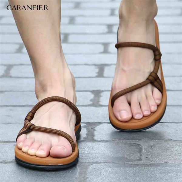 

caranfier sandals men sandalias hombre gladiator for male summer roman beach shoes flip flops slip flats slippers slides 210624, Black
