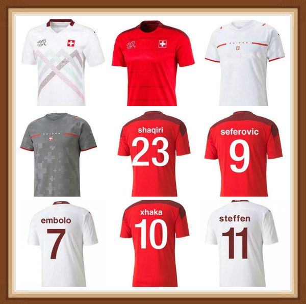 

2021 switzerland soccer jerseys home away 2022 seferovic xhaha elvedi akanji rodriguez zakaria embolo behrami shaqiri football shirts 548778, Black;yellow