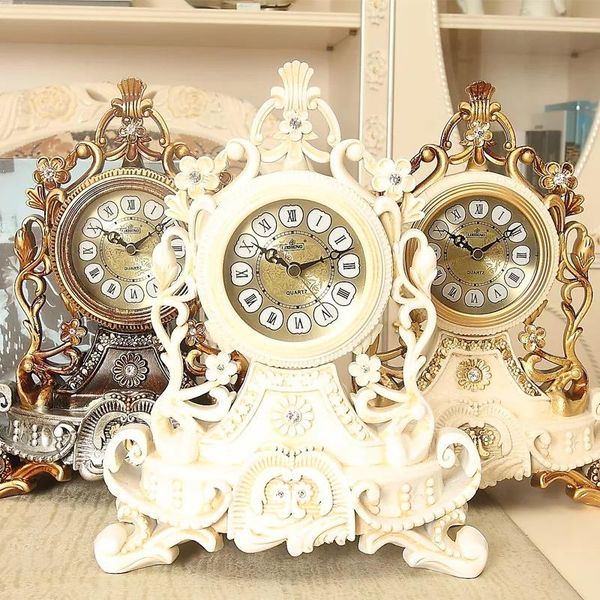

luxury european table clock home decoration resin desk bedroom office deskroyalty watch wall clocks