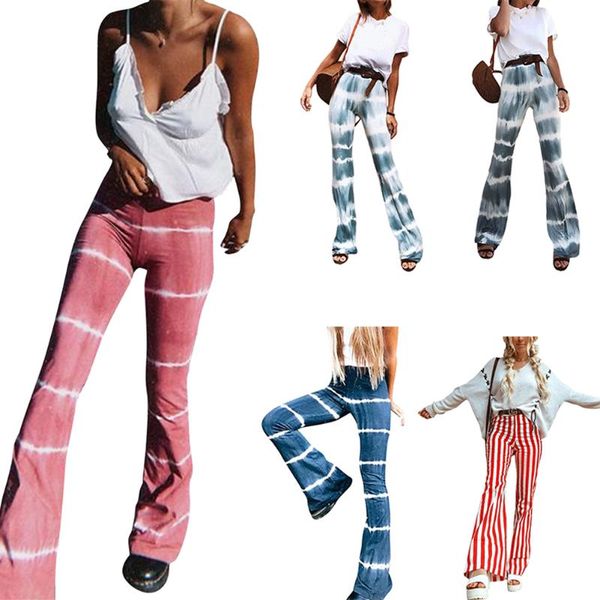 

women's pants & capris 2021 flared elegant high-waist trousers stripes casual loose slimming summer bottoms, Black;white