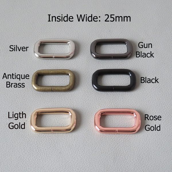 10pcs / lot 25mm Gurtband Metall Rechteckige Schnalle für Taschenriemen Zubehör Gürtelschleife Ring Pet Hund Martingale Kragen Nähen Verschlüsse