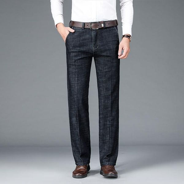 

men's jeans men middle-aged and elderly autumn winter business trousers loose, Blue