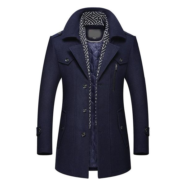 

men's wool & blends men clothing mens overcoat trench autumn and winter long business casual slim smart, Black