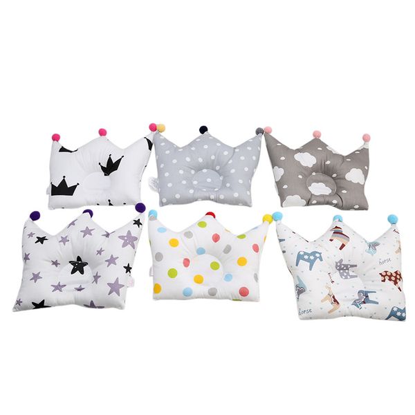 

pillow newborn boy girl sleeping bedding baby forming pillow cotton pillow prevent flat head baby cute crown shape