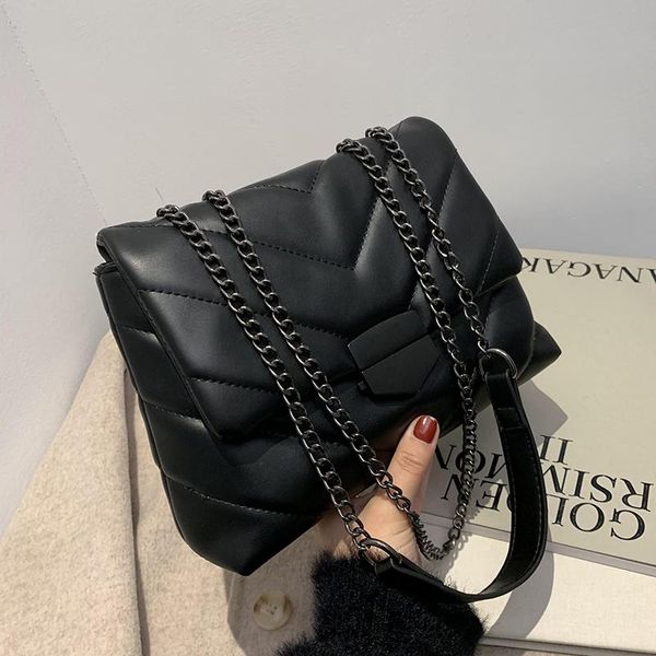 Famose borse di marca da donna di lusso 2021 Borsa a tracolla per tracolla femminile in pelle carina Borsa per cellulare quadrata nera elegante piccola a tracolla