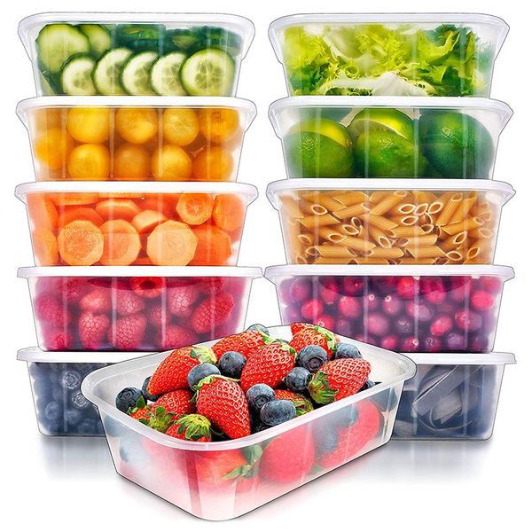 

storage bottles & jars 10pcs plastic containers kitchen food with lids clear fridge organizer bpa